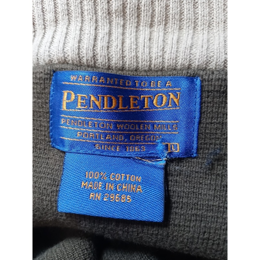 VTG Pendleton Sweater Men's Size Large 1/4 Zip Mock Neck Olive Green Sweater 90s - Picture 5 of 10